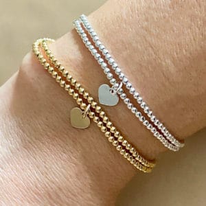 BRACELET LILOU DOUBLE COEUR EN ARGENT OU EN PLAQUE OR