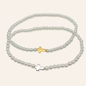 BRACELET JOSEPHINE CROIX EN PERLES D'EAU DOUCE