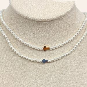 COLLIER JOSEPHINE CROIX ET PERLES D'EAU DOUCE