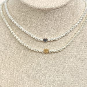 COLLIER JOSEPHINE COEUR ET PERLES D'EAU DOUCE