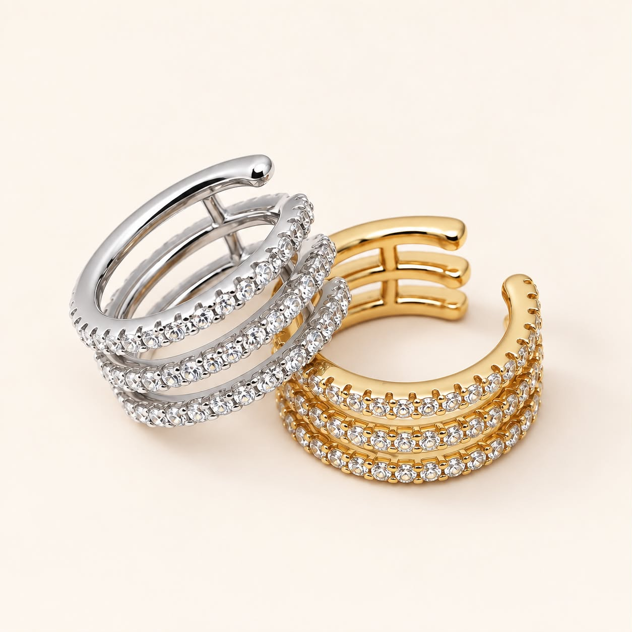 Earcuffs argent et or